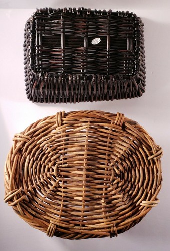 Set Of 2 Wicker Baskets 1 Oval Light; 1 Rectangle Dark - Picture 2 of 12