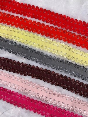 LOT 14 yards picot double edged sewing elastic 3/4'' Red Orange Yellow gray Pink