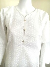 Indian Pakistani  Cotton White Chicken Kurta Top Dress Size M,L, XL,XXL