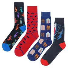 NWT Business Man Dress Socks 4 Pack Novelty Men 8-12 Crazy Fun Sockfly