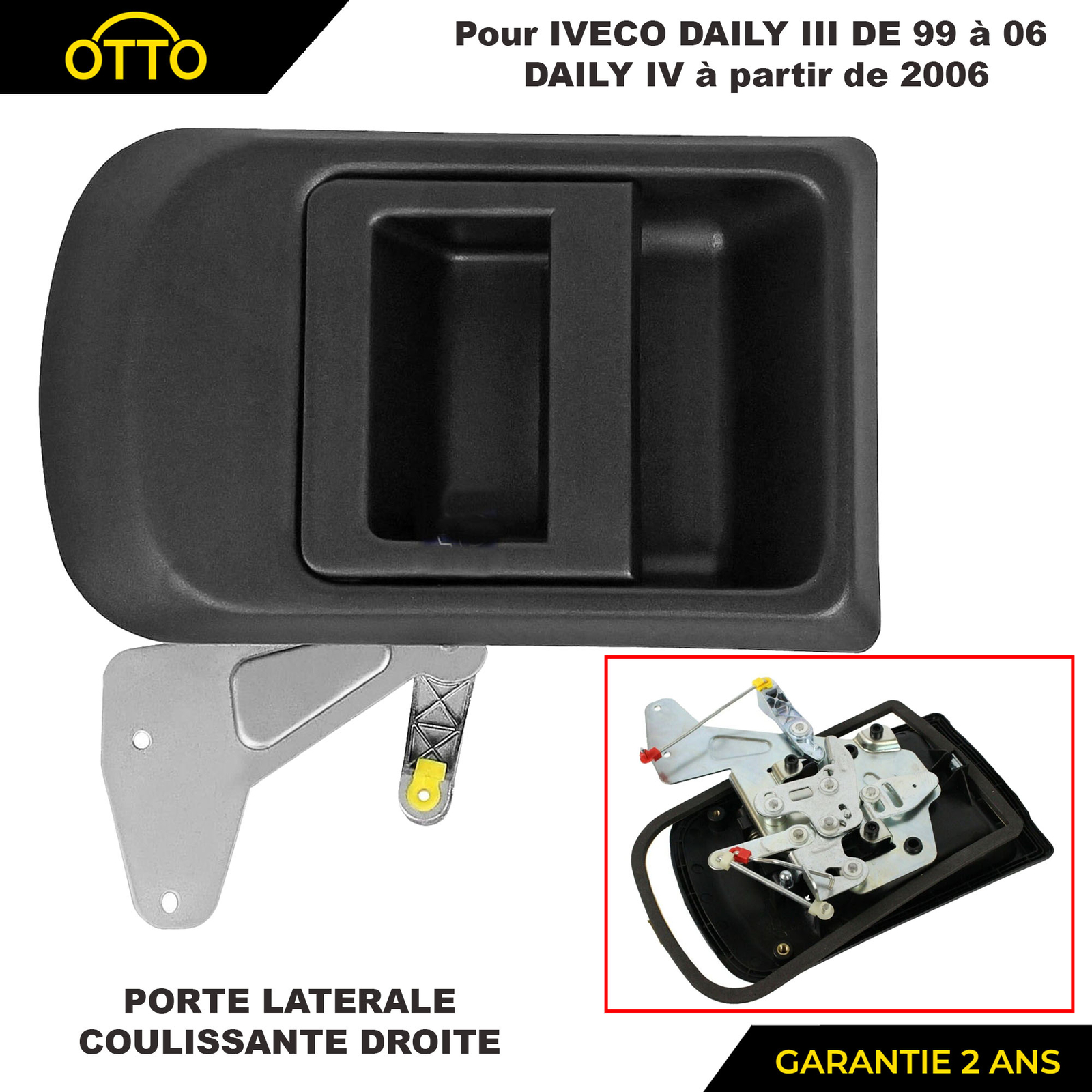 Poignée de porte coulissante droite pour Iveco Daily de 1999 à 2014