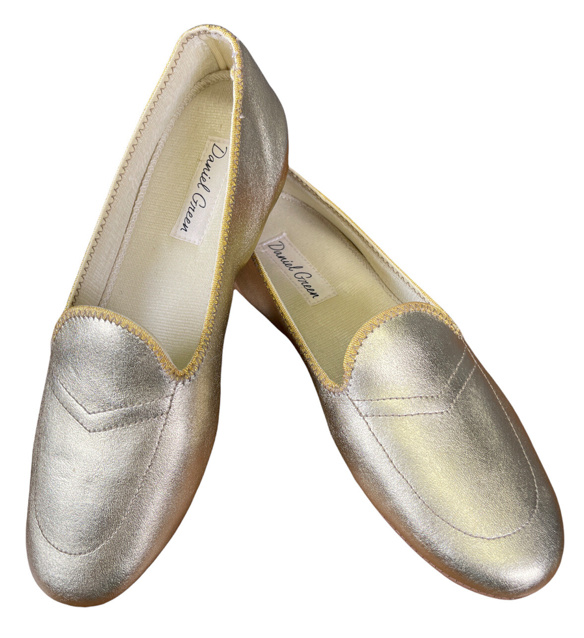 NWOB DANIEL GREEN Women Gold Split Leather Meg House Shoe Slippers 6 M |  eBay