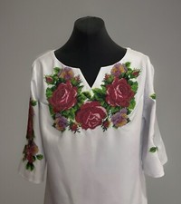 Vyshyvanka Traditional Embroidered Ukrainian Beaded Handmade Blouse Size S