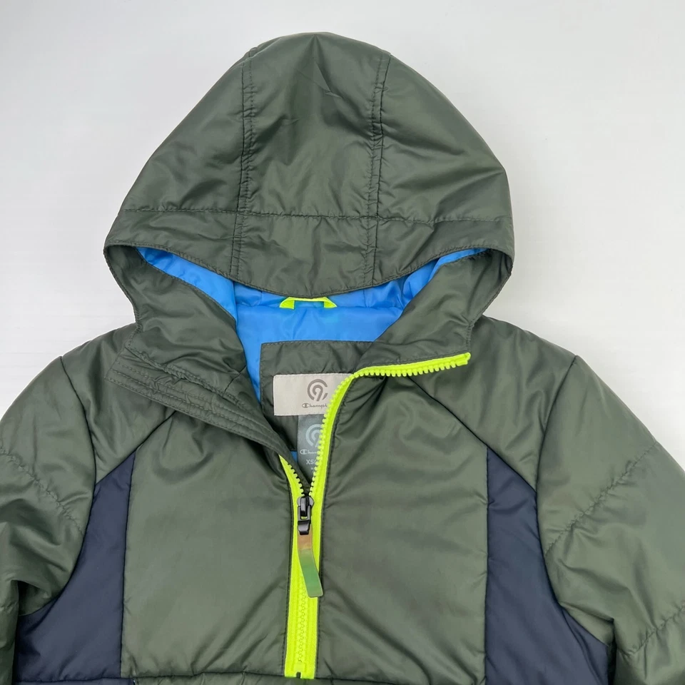 Champion Jacket Boy Extra Small Youth Puffer Hood Half Zip Winter C9 Core No - Image 3 of 4