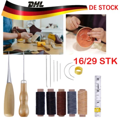 16 / 29x Leder Polsternadel Nähen Bohren Handwerk Nähnadeln Groover Werkzeug Set