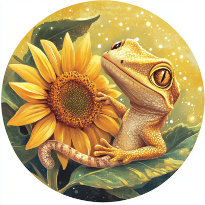 Transparent 18x18 cm gecko with flowers car sticker weatherproof vinyl sticker