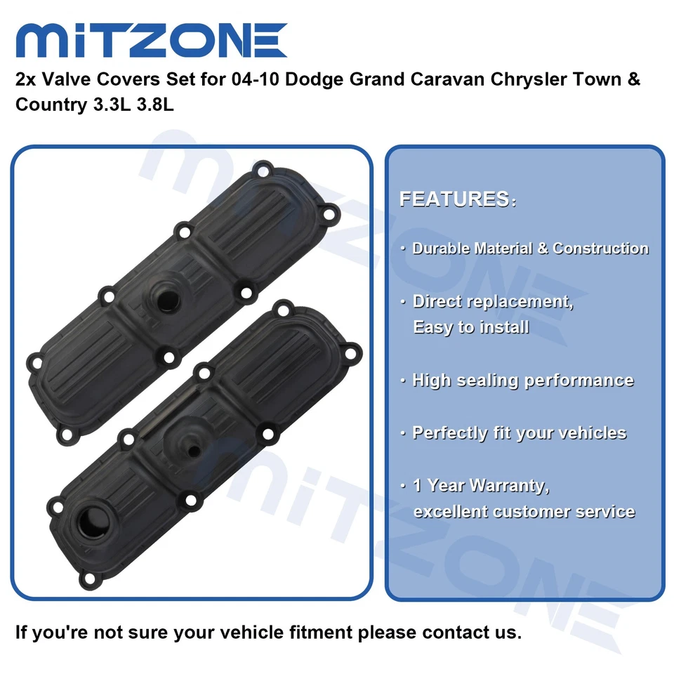 2x Cubiertas de válvula para 04-10 Dodge Grand Caravan Chrysler Town & Country 3,3 L 3,8 L Foto 2 de 4
