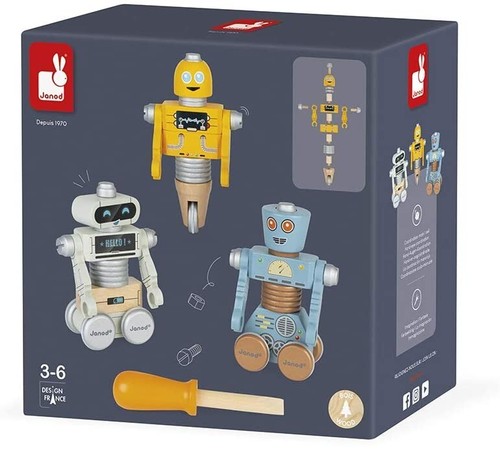 Janod Brico'Kids Robot in legno giocattolo da costruzione età 3 e superiori, J06473 - Foto 2 di 14