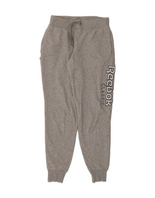 REEBOK Womens Classic Graphic Tracksuit Trousers Joggers UK 4/6 XS Grey TV02