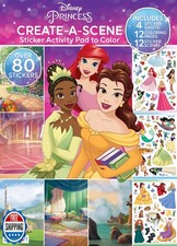 Disney Princess Create-A-Scene Over 80 Stickers Activity Pad to C