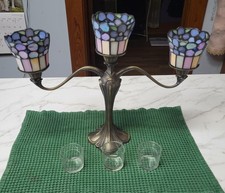 PartyLite Hydrangea Stained Glass Candelabra Retired Model HB2604U Excellent