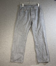 Levis 501 Original Fit Grey Straight Leg Button Fly Denim Jeans Mens 31x30 EUC