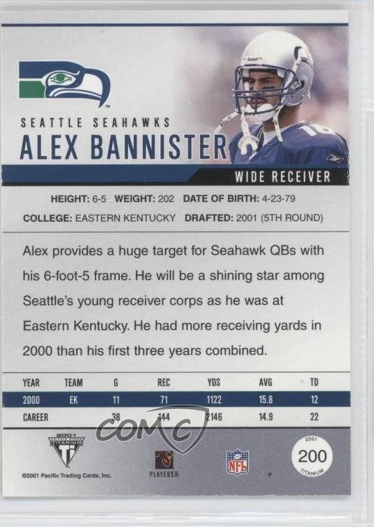 2001 Pacific Private Stock Titanium Retail Alex Bannister #200 Rookie RC - Image 2 of 2