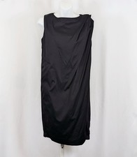 Vintage 90s Calvin Klein Dress Black Draped Sleeveless Cotton Women's Size 2