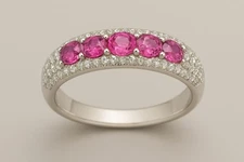 Natural Pink Sapphire Ring-14K SILVER Sapphire Band-18K Engagement Band-Weddi