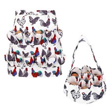 Egg Collecting Apron and Basket, 12 Deep Pockets Chicken Apron and 7 Deep Poc