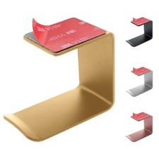 Aluminum Under-Desk Headphone Hanger with Strong Adhesive 1 Pack, Gold