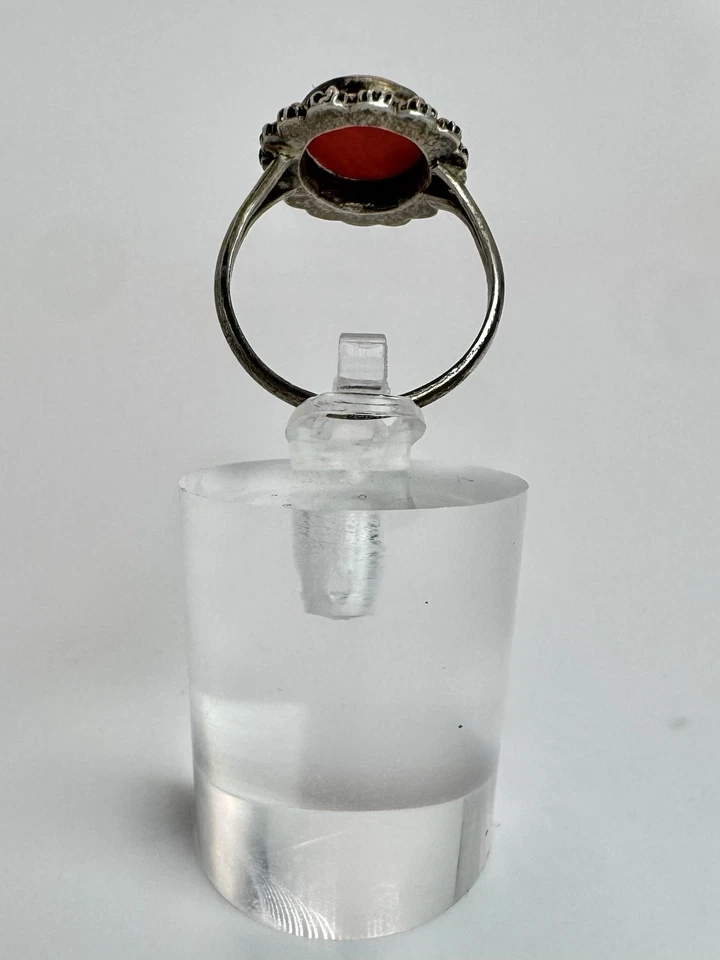 Anello Argento Corallo Rosso 925 Vintage  - Immagine 3 di 4