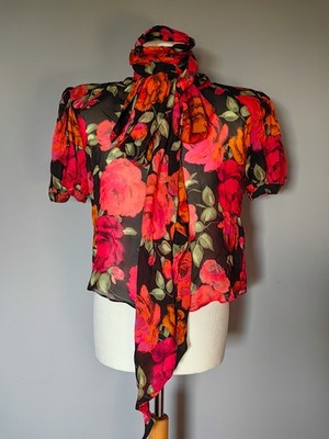 WILLY CHAVARRIA X ZARA Floral Blouse Shoulder Pads Limited Edition M