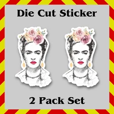 2 Pack-Frida Kahlo Stickers, Artistic Waterproof Die-Cut Vinyl Printed Decals