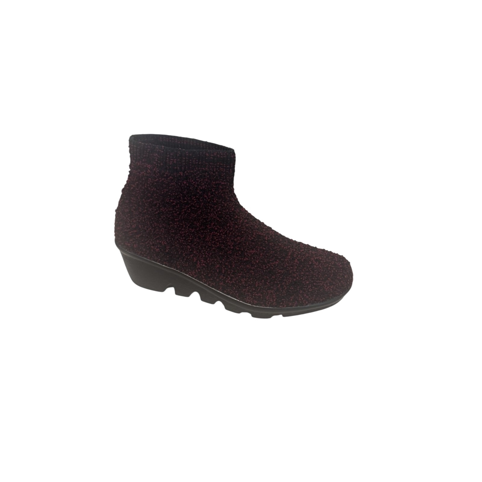 Bernie Mev Camryn Burgundy Chenille Wedge Bootie Women’s Comfort Ankle | NWB