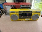 Aiwa Backtrack Retro Boombox CD Player Cassette Bluetooth Yellow Color Used