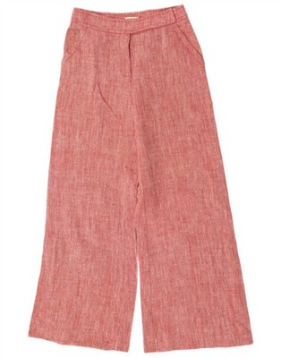 Max & Co. Damen Freizeithose weites Bein UK 8 Small W26 L30 rot Leinen YM04
