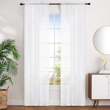 MYSTIC-HOME Sheer Curtains White 95 Inches 52"W x 95"L Pack of 2 ,