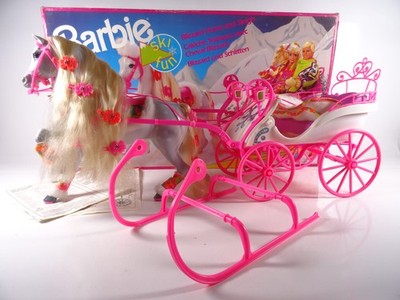 Vintage Barbie Ski Fun Spielset Blizzard Pferd Kutsche Mattel 2118 OVP (21374)