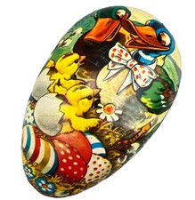 Vtg German Large Lithograph Candy Container Egg Easter Ducks