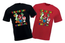 Personalised Red Nose Day Mario T-shirt, Super Mario Shirt, Custom Name Shirt