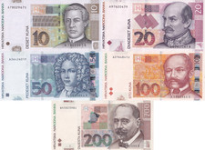 Croatia 10 20 50 100 200 Kuna 2001-2002 P 38a 39a 40 41a 42a UNC Set 5 pcs