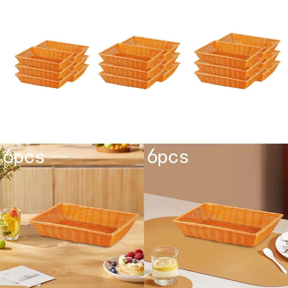 Lot de 6 paniers à pain en imitation rotin tressé pour pain, cuisine, maison - Photo 1/1