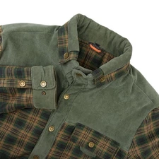 Green Plaid Corduroy Shacket Mens L Sherpa Lined Flannel Cabincore Gorpcore