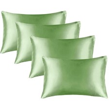 Silk Like Satin Pillowcase Set, 20x26 Envelope Closure, Sage Green