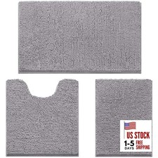 3 Pieces Bathroom Rugs, Soft Thick Absorbent Chenille Bath Mats, Washable Non