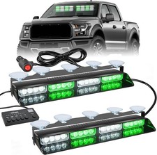 Nilight 32led Green White Emergency Dash Strobe Lights With Controller Suction Nilight 32led Green White Emergency Dash Strobe Lights With Controller Suction