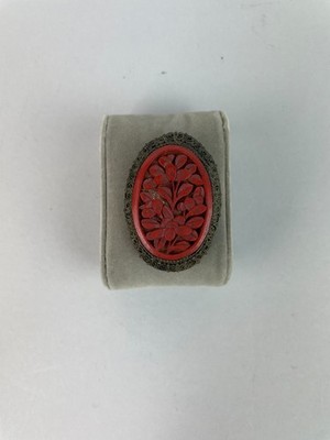 VINTAGE ANTIQUE CHINESE EXPORT CINNABAR DRESS CLIP