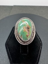 Sterling Silver Green Turquoise Ring Size 7.25 Native Made