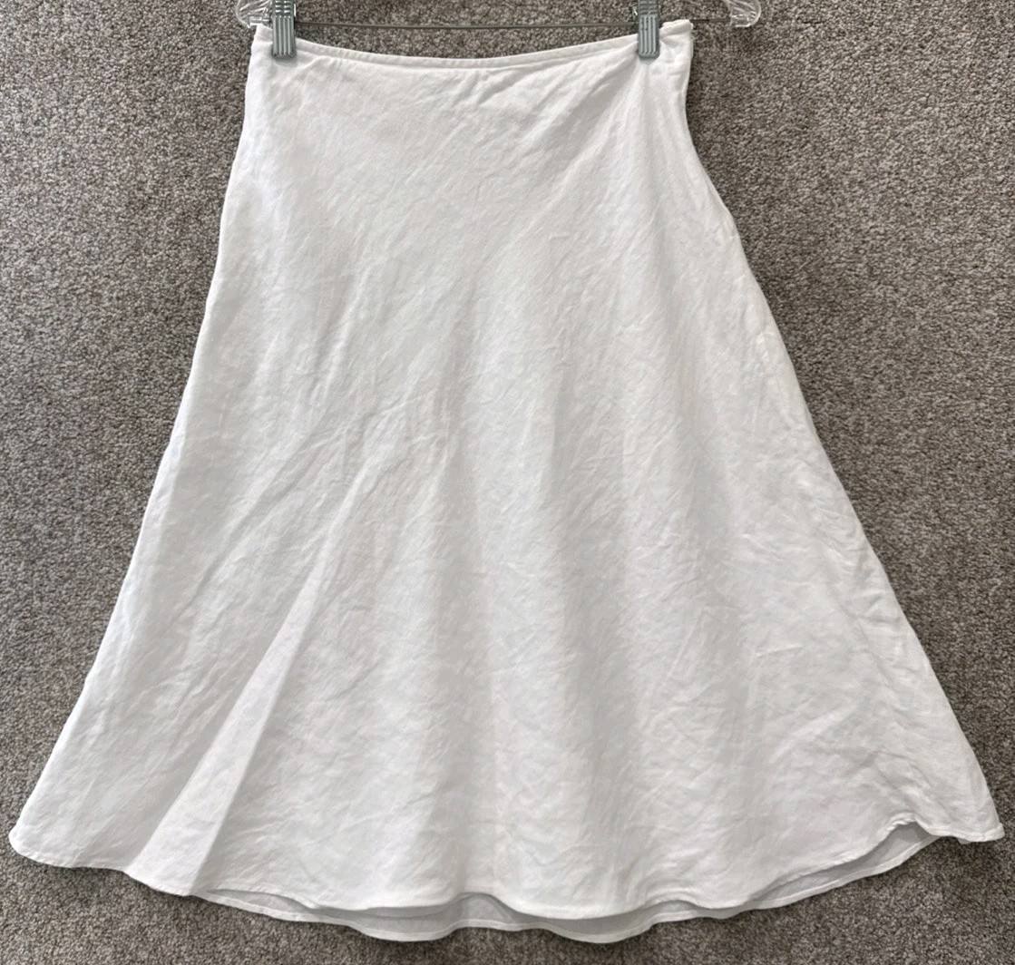 Talbots Petites Irish Linen Skirt Womens Size 10P White A-Line Knee Length