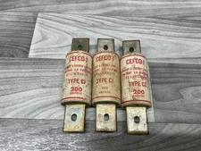 LOT OF 3 CEFCO-J TYPE CJ 200 FUSE 200A 600V 200 AMP CLASS J #04K71
