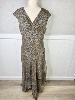 AGB Byer Animal Print Leopard Asymmetrical Dress 12 Fairy Flowy y2k 90s Bratz
