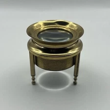 Vintage Van Cort Instrument Tabletop Magnifier 1993-Brass-8x Lens-Orginal Case