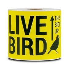 300 Per Roll, 1 Roll - Live Bird Labels - 5 X 3 Inch, Live Bird Stickers Label,