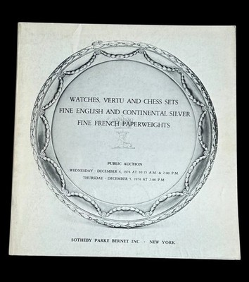 Sothebys Parke Bernet Auction Catalog 1974 Watches Vertu Silver Chess Vintage