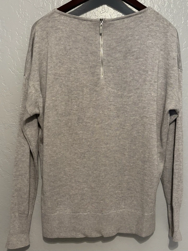 Nordstrom Collection Silk/Cashmere Pullover Sweater Back Zipper Size M - Image 2 of 4