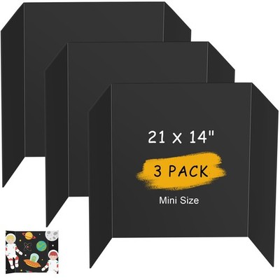 HAUTOCO 3 Pcs Small Trifold Poster Board 21'' x 14'' 21 x 14 inches, Black
