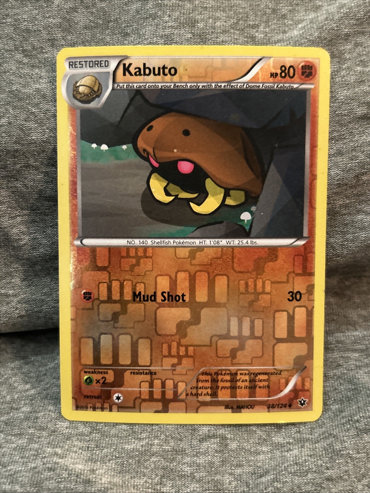 Kabuto 38/124 - XY Fates Collide Pokemon Reverse Holo Foil Nice!
