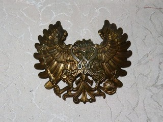 Pickelhaube Ersatzteil Pickelhauben Emblem Adler " W Krone" !