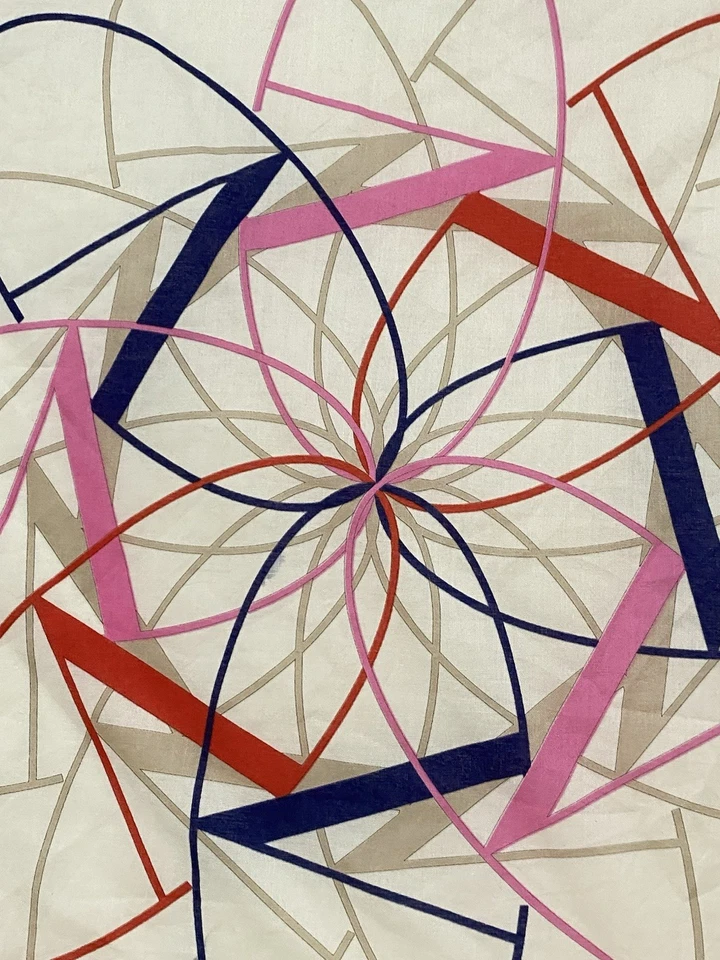 VALENTINO бежевый хлопок женщин шарф геометрический узор 18»/17» сделано в Италии GC - Изображение 3 из 4